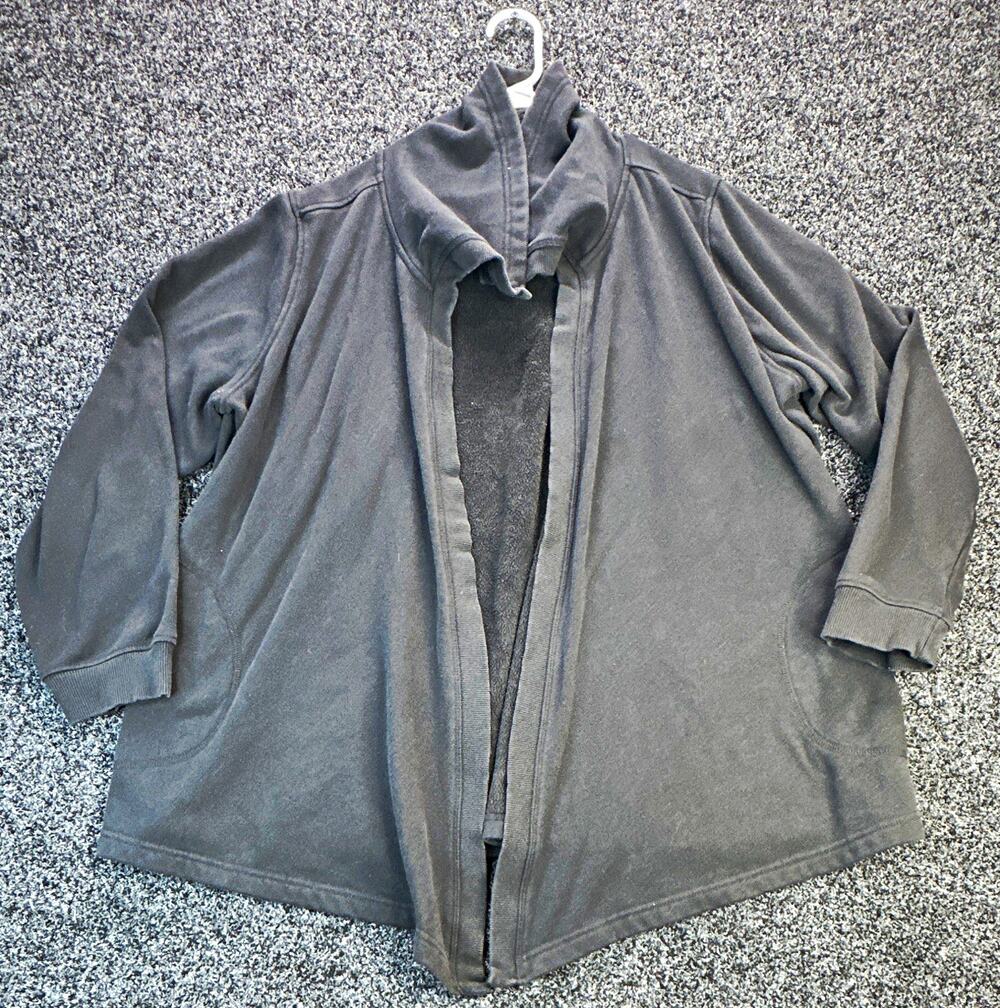 Avenue Women's Black Open Front Jacket Pockets Mid-Length Long Sleeve 18/20